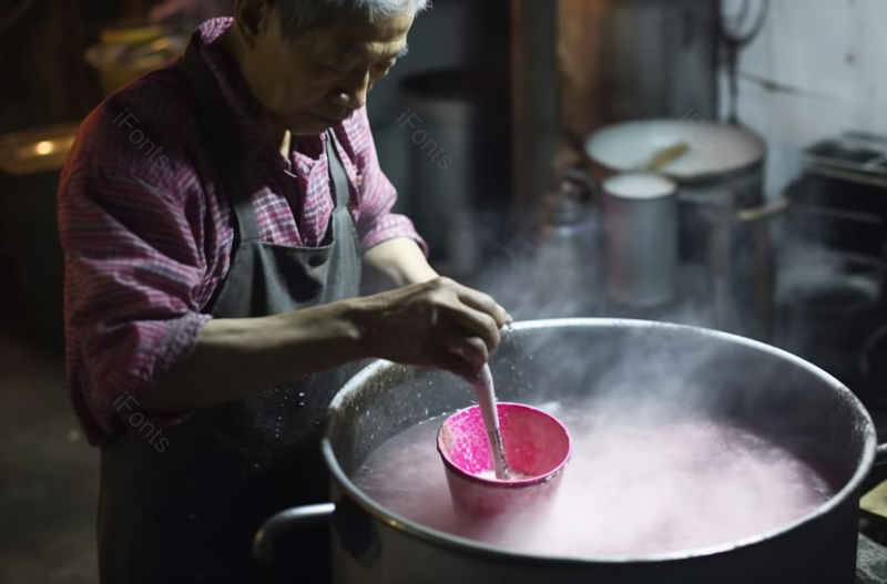 一个年长的亚洲男人在做豆浆和豆腐,高清,摄影图,摄影图片,图片大全,摄影图免费下载